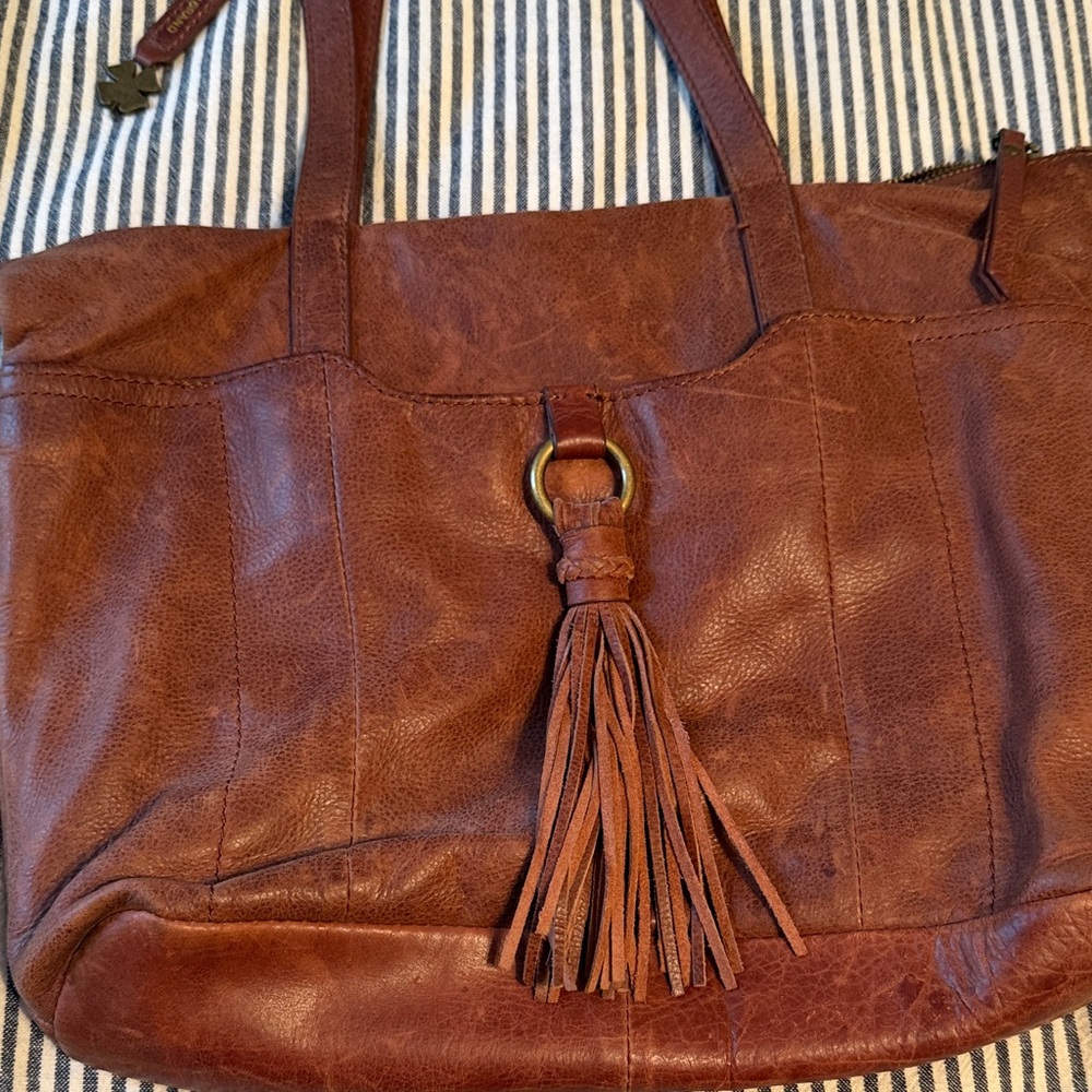 Lucky Brand Boho Brown Leather Tote Bag - Picture 2 of 6